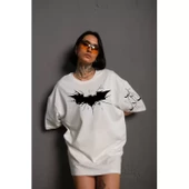 Lucky Life Unisex  Ön Ve Kol Baskılı Oversize T-shirt - Beyaz - 1