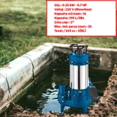Kirli Su Pompası 0.55 kW Alüminyum Gövdeli Dalgıç Tip Rainpump 0.7 HP Monofaze Atık Su Logar Lağım - 5