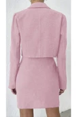 Pembe Tüvit Blazer Ceket Etek Takımı - 2