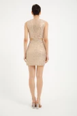 Gold Cut Out Pul Payet Kadın Mini Elbise - 11
