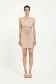 Gold Cut Out Pul Payet Kadın Mini Elbise - 1