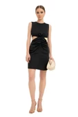 Siyah Cut Out Kadın Mini Elbise - 11