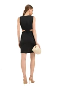 Siyah Cut Out Kadın Mini Elbise - 6