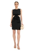 Siyah Cut Out Kadın Mini Elbise - 12