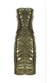 Gold Drapeli Straplez Kadın Mini Elbise - 1