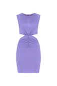 Lila Cut Out Kadın Mini Elbise - 2