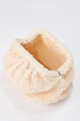 Krem Peluş Kumaş Kadın Omuz Çantası - 3