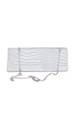 Gümüş Kroko Deri Kadın Clutch - 1