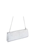 Gümüş Kroko Deri Kadın Clutch - 3