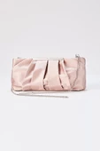 Şampanya Rengi Zincir Askılı Pileli Saten Kadın Clutch - 3