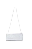 Gümüş Kroko Deri Kadın Clutch - 2
