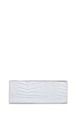 Gümüş Kroko Deri Kadın Clutch - 4