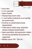 Kahverengi Büyük Beden Suni Deri Çift Dikişli 4 cm.lik Spor Kemer - 9029-Battal - 6