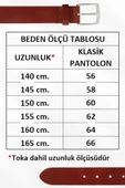 Kahverengi Büyük Beden Suni Deri Çift Dikişli 4 cm.lik Spor Kemer - 9029-Battal - 7