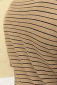 Çizgili Polo Yaka T-Shirt Taş - 4