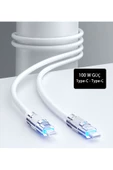 wekome WDC-188 BEYAZ TYP-C+TYP-C 100W Hızlı Şarj Destekli Veri ve Şarj Kablosu - 1