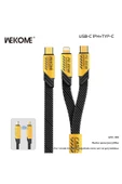 wekome Wdc-189 Mecha 2 In 1 Type-c / Type-c To Lightning 65w 20w Hızlı Şarj Data Kablo 1 Metre Sarı - 1