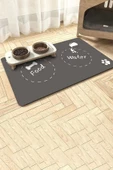 MAtGo Pati Food Water Gri Evcil Hayvan Beslenme Matı Kaymaz Sıvı Geçirmez Kedi Köpek Mama Paspası 50x70cm - 1