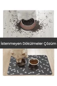 MAtGo Pati Evcil Hayvan Besleme Matı Pati ve Kemikli Kaymaz Antrasit Gri Kedi Köpek Mama Pad/Paspası 40x60cm - 4