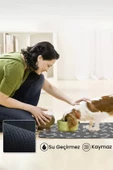 MAtGo Pati Evcil Hayvan Besleme Matı Pati ve Kemikli Kaymaz Antrasit Gri Kedi Köpek Mama Pad/Paspası 40x60cm - 5