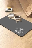 MAtGo Pati Gri Köpekli Evcil Hayvan Beslenme Matı Kaymaz Sıvı Geçirmez Kedi Köpek Mama Paspası 50x70cm - 1