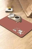 MAtGo Pati Mama Çeken Kedi Gül Kurusu Beslenme Matı Kaymaz Sıvı Geçirmez Kedi Köpek Mama Paspası 50x70cm - 1