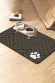 MAtGo Pati Parke Desenli Kahverengi Beslenme Matı Kaymaz Sıvı Geçirmez Kedi Köpek Mama Paspası 50x70cm - 1