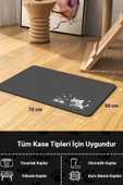 MAtGo Pati Mama Çeken Kedi Gri Renk Beslenme Matı Kaymaz Sıvı Geçirmez Kedi Köpek Mama Paspası 50x70cm - 2