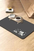 MAtGo Pati Mama Çeken Kedi Gri Renk Beslenme Matı Kaymaz Sıvı Geçirmez Kedi Köpek Mama Paspası 50x70cm - 1