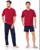Pierre Cardin 5370 Bordo 3 Lü Pijama Şort Damat Pijama  Takım - 1