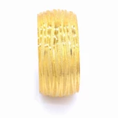 Altın Kaplama Mega Çizgili Bilezik 30mm Kalınlık BLZ-1147 - 5