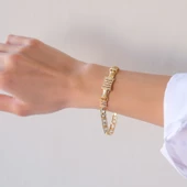 Altın Kaplama Zirkon Taşlı Kare Model Kadın Bileklik BLK-1038 thumbnail 2