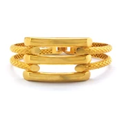 FerizZ Altın Kaplama İki Kollu 3 Sıra Kaburga Bilezik BLZ-501 thumbnail 2