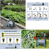 Makaralı Hortum Seti Garden Kit Bahçe Çeşme Su Hortumu İç Çap 1/2 Sulama Araç Yıkama 20 Metre - 2