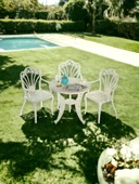 Ferforje görünümlü Plastik Yuvarlak İstanbul Masa Sandalye Takımı 1 Masa 3 Sandalye Balkon, Bahçe Mobilyası - 8