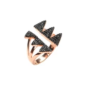 925 Ayar Gümüş Altılı Üçgen Tasarım Yüzük thumbnail 2