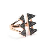 925 Ayar Gümüş Altılı Üçgen Tasarım Yüzük thumbnail 3