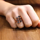 925 Ayar Gümüş Altılı Üçgen Tasarım Yüzük thumbnail 1