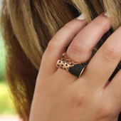 925 Ayar Gümüş Gecenin İçindeki Yıldızları Andıran Yüzük thumbnail 1