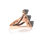 925 Ayar Gümüş Altılı Üçgen Tasarım Yüzük thumbnail 4