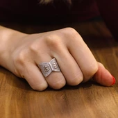 925 Ayar Gümüş Gümüş Kelebek Model Yüzük thumbnail 1