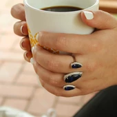 925 Ayar Gümüş Çift Parmak Yüzüğü Damla Safir Üçlü thumbnail 6