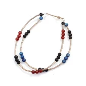 925 Ayar Gümüş Lapis, Garnet ve Onix Taşlı Şarnel Bileklik thumbnail 1