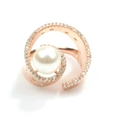 925 Ayar Gümüş 9 Tasarım İncili Yüzük thumbnail 2