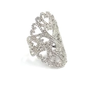 925 Ayar Gümüş Motifli Oval Tasarım Beyaz Renk Yüzük thumbnail 8