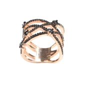 925 Ayar Gümüş Siyah Taşlı XX Model Pembe Renkli Yüzük thumbnail 6