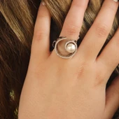 925 Ayar Gümüş 9 Tasarım İncili Yüzük thumbnail 6