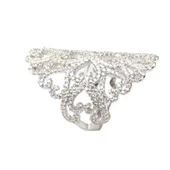 925 Ayar Gümüş Motifli Oval Tasarım Beyaz Renk Yüzük thumbnail 6