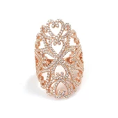 925 Ayar Gümüş Motifli Oval Tasarım Beyaz Renk Yüzük thumbnail 5