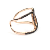 925 Ayar Gümüş Çift C\'li Tasarım Yüzük thumbnail 4